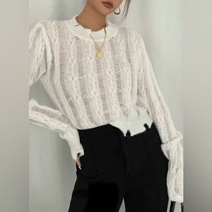 NWT Commense Snowflake Crochet Knit Shirt